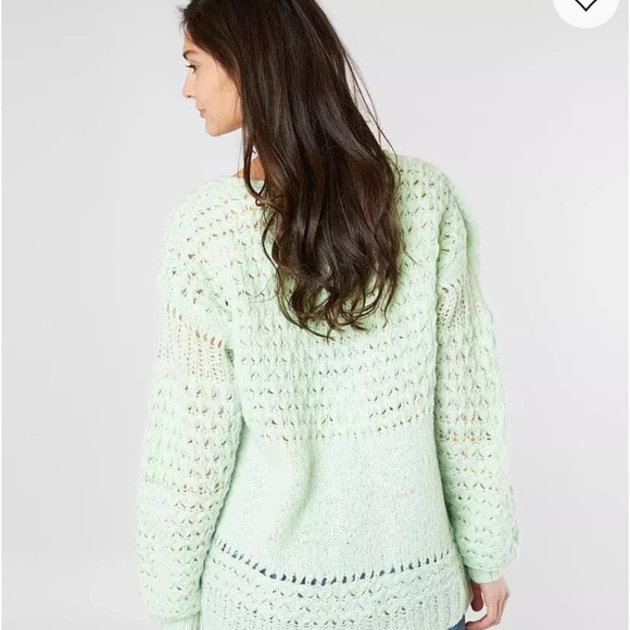 Free People Crashing Waves Mixed Knitting Wool Blend Sweater Womens Medium - Picture 12 of 12